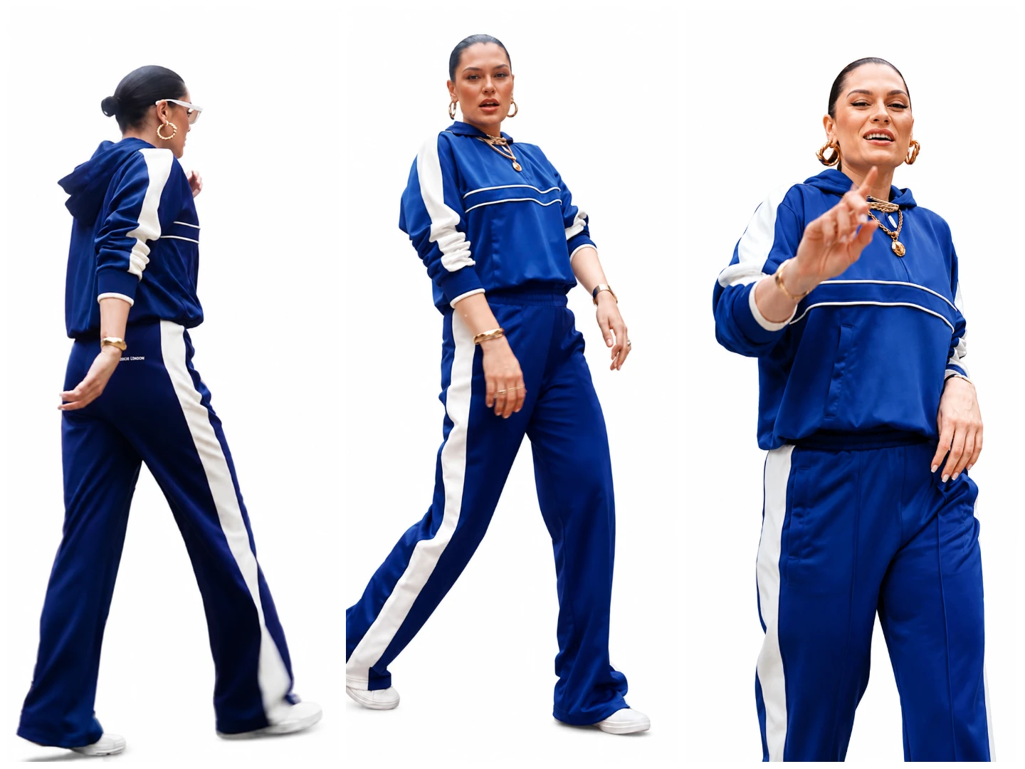 Jessie J California Blue Tracksuit Blue and White Hoodie Set