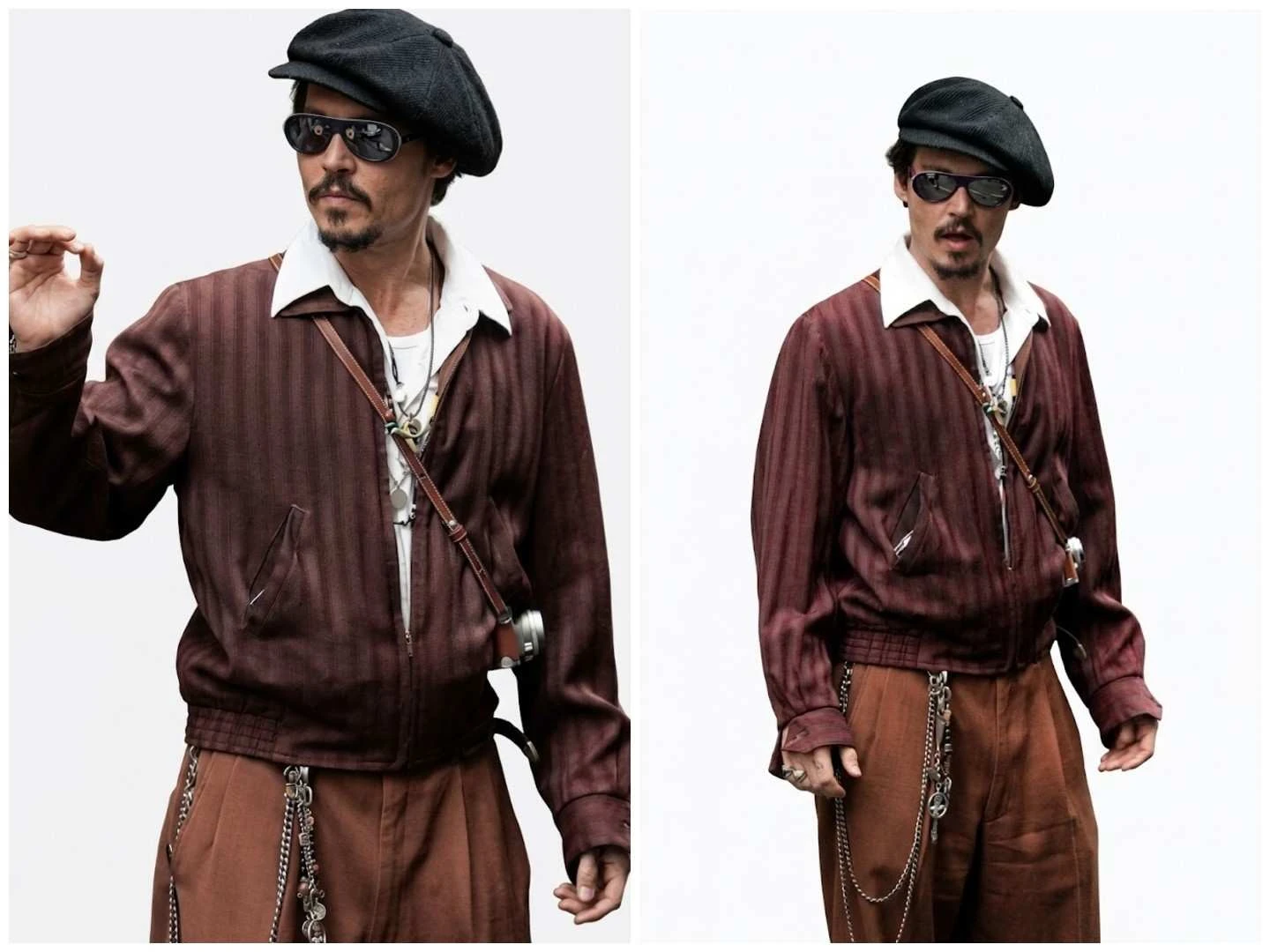 Johnny Depp Brown Stripe Fleece Jacket for Men