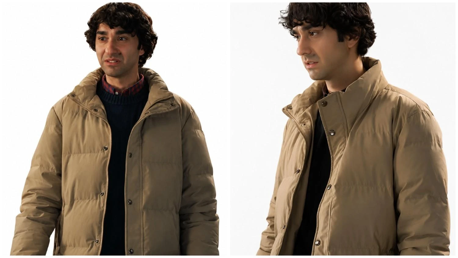 Alex Wolff Jumanji Open World Beige Puffer Jacket