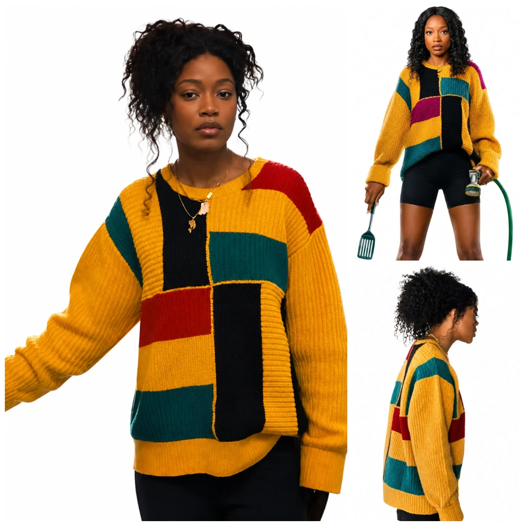 Keke Palmer wearing The Burbs 2026 Colorblock Knit Sweater