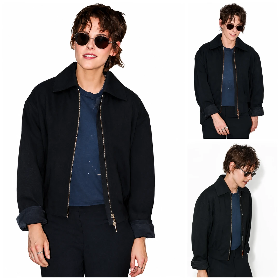 Kristen Stewart Cannes 2026 Black Jacket Front View