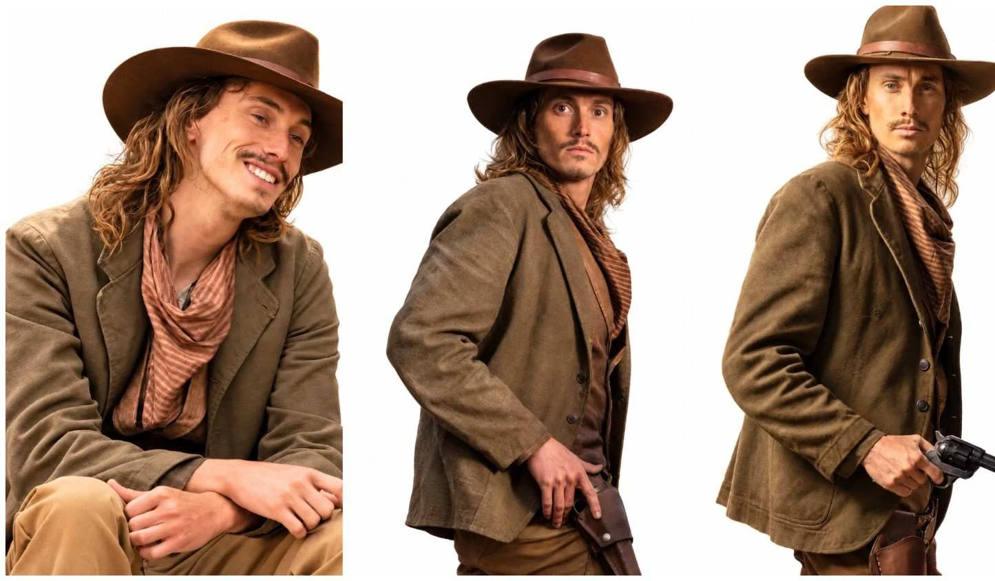 Brown fabric jacket inspired by James Paxton’s look in Last Train to Fortune (2026), with button front, notched lapels, and two side patch pockets