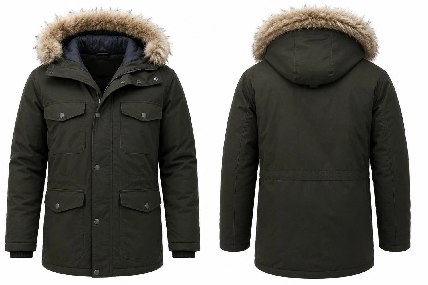 Ryan Reynolds Mayday 2026 Green Fur Hood Parka Jacket Front and Back View