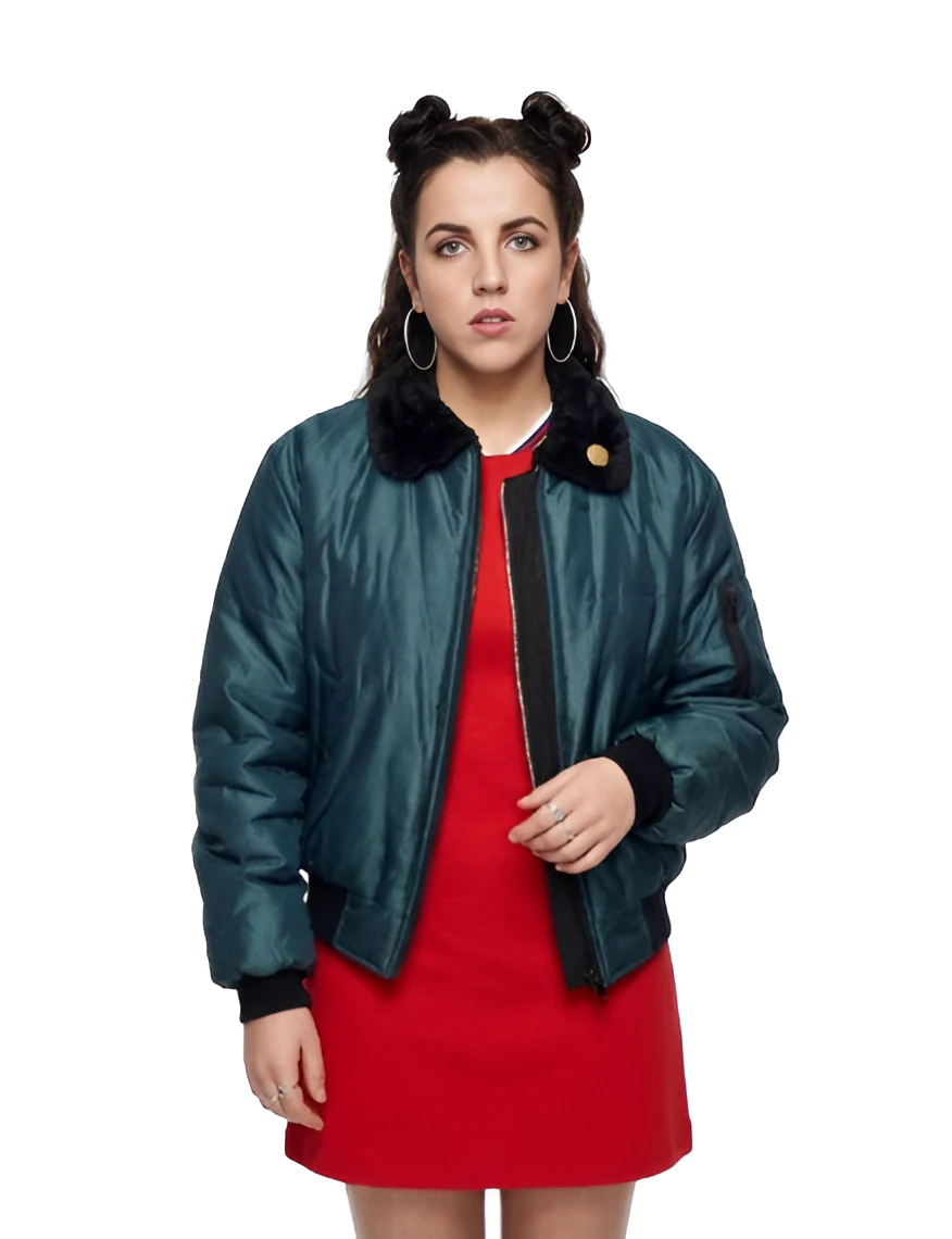 Michelle Mallon Derry Girls Fur Bomber Jacket Front View