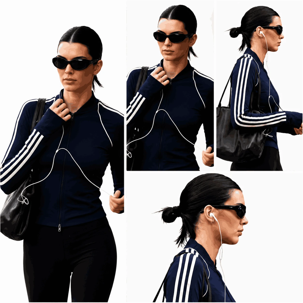 Kendall Jenner Inspired Navy Blue Leather Jacket for Women