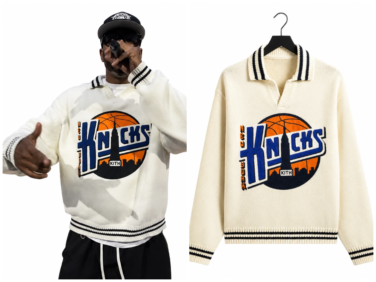 Close Up of New York Knicks City Vintage Nelson Crewneck Sweater Logo