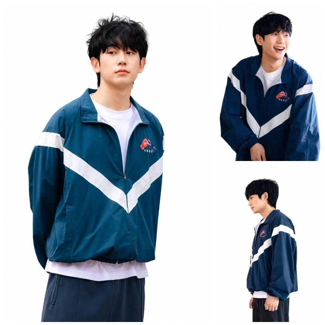 Our Sticky Love Jung Hae-in Teal and White Track Jacket