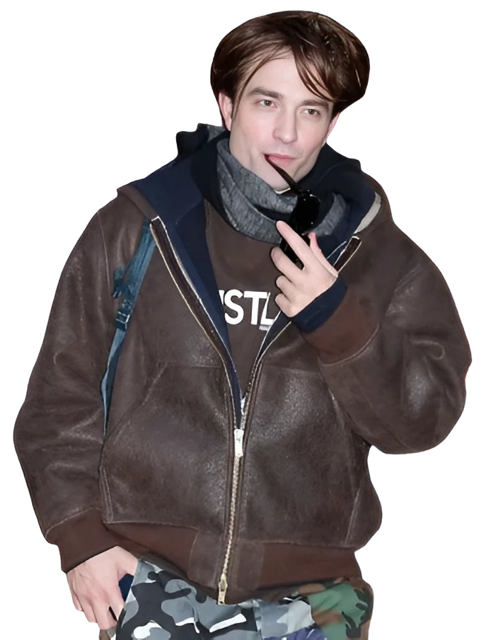 PFW Robert Pattinson Brown Leather Jacket pfw robert pattinson brown leather jacket america suits