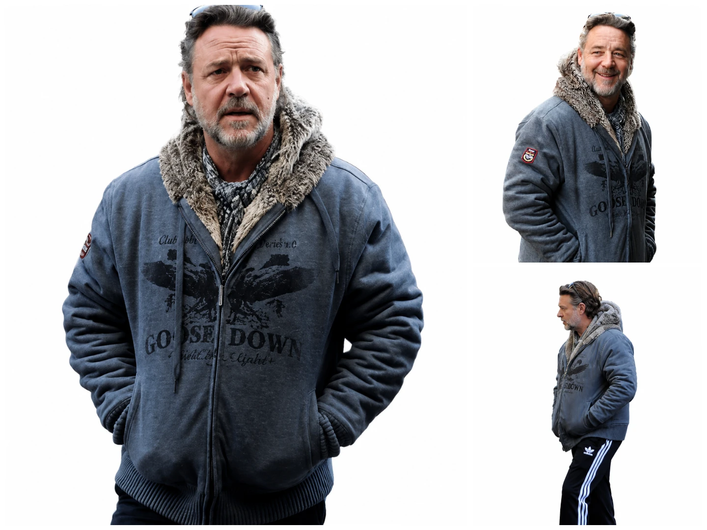 Russell Crowe Grey Fur Hoodie Jacket