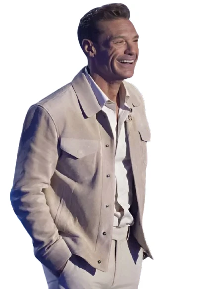 Ryan Seacrest American Idol Beige Suede Jacket Front View