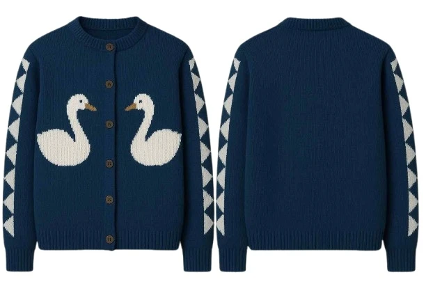 Swan Cardigan Josh O Connor Navy Blue Sweater Swan Cardigan Josh O Connor Navy Blue Sweater