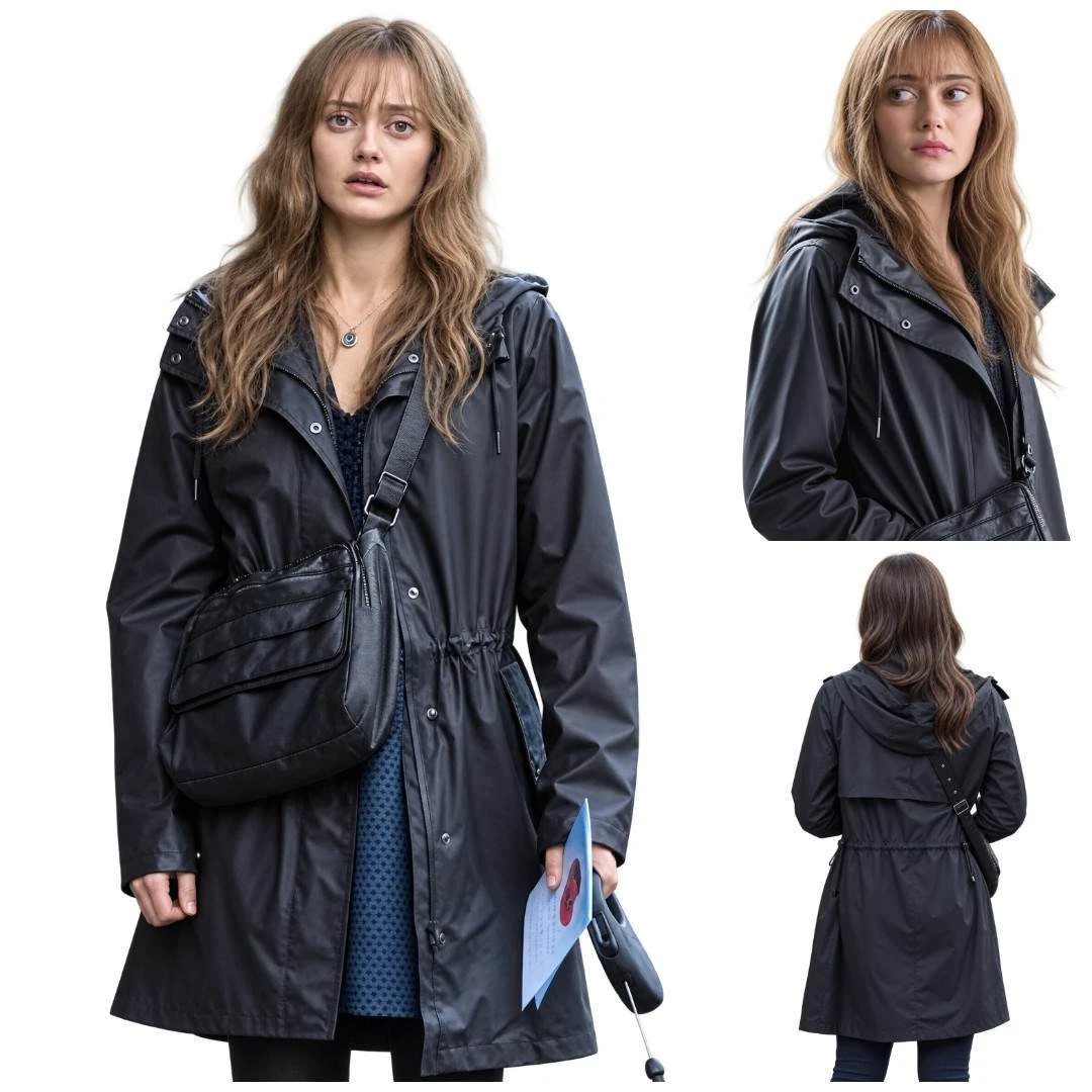 Ella Purnell Sweetpea Season 2 Black Hooded Raincoat