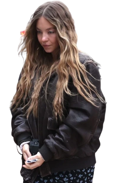 Sydney Sweeney BrownLeather Jacket