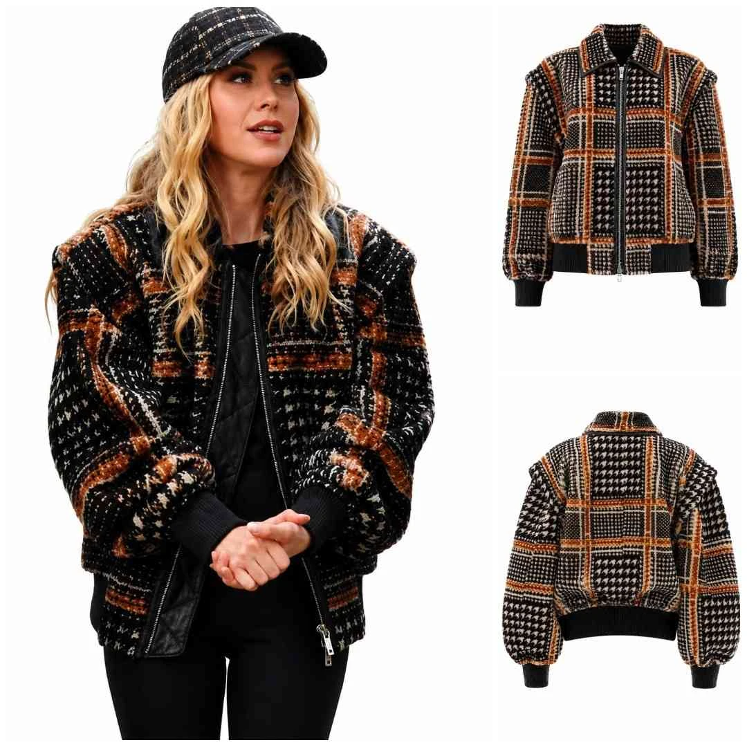 Tara Lipinski The Traitors US S04 Plaid Bomber Jacket Front and Back View