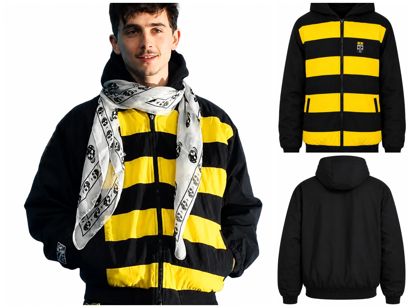 Timothée Chalamet Black Yellow Stripe Hooded Jacket