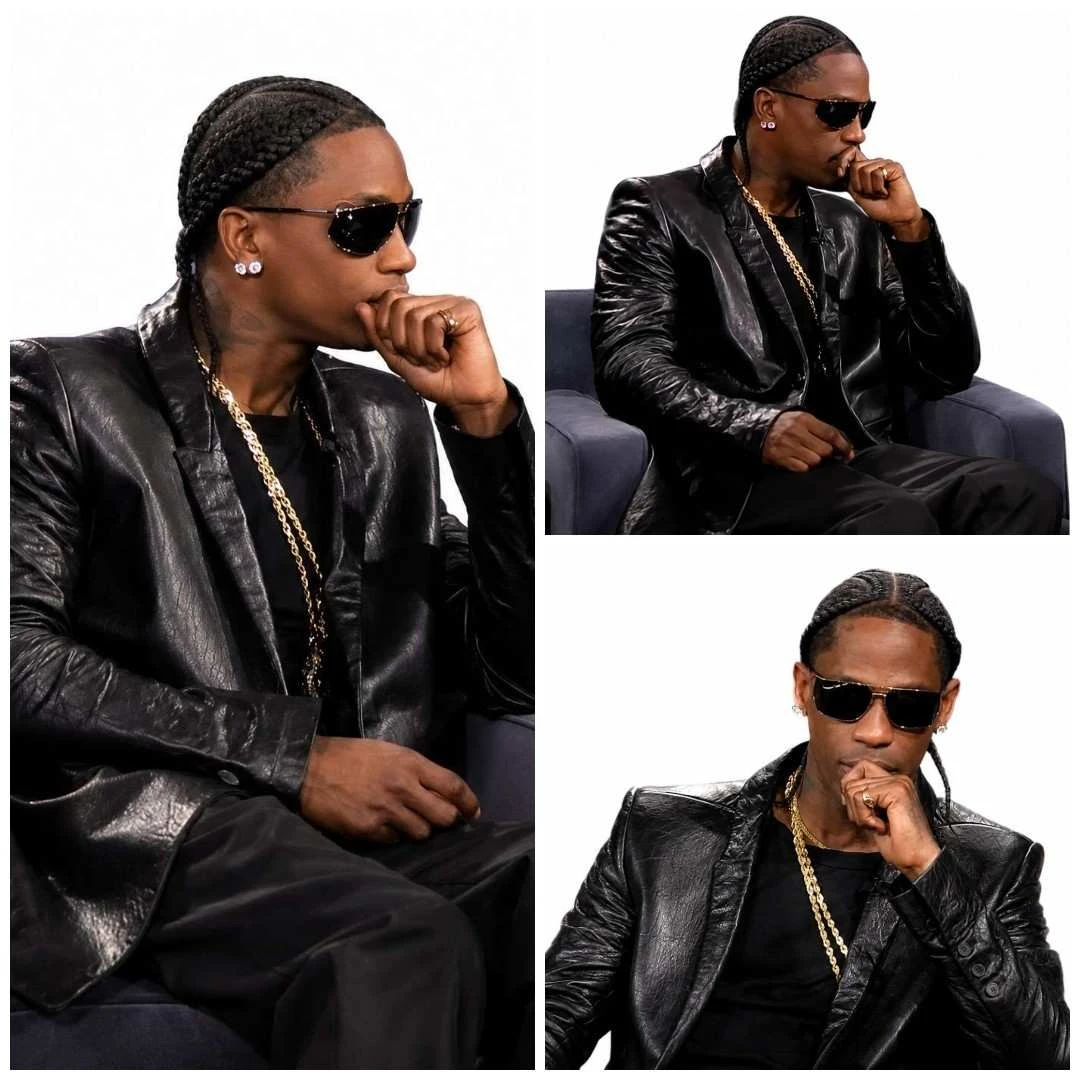 Travis Scott Black Leather Blazer for Men