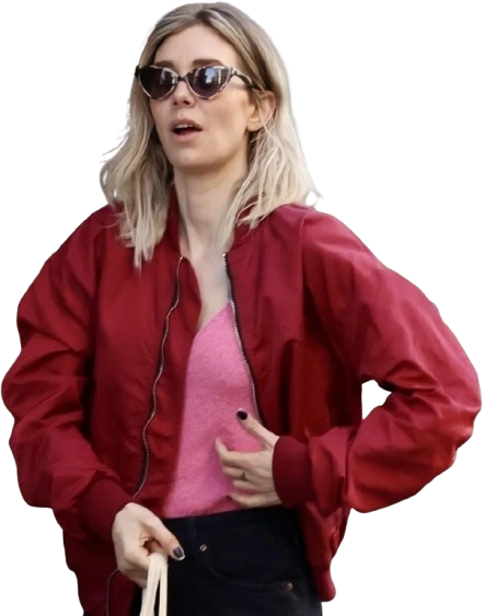 Vanessa Kirby Red Bomber Jacket