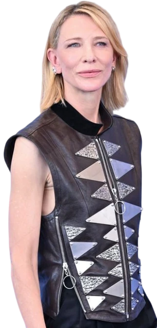 Cate Blanchett Black and Silver Vest