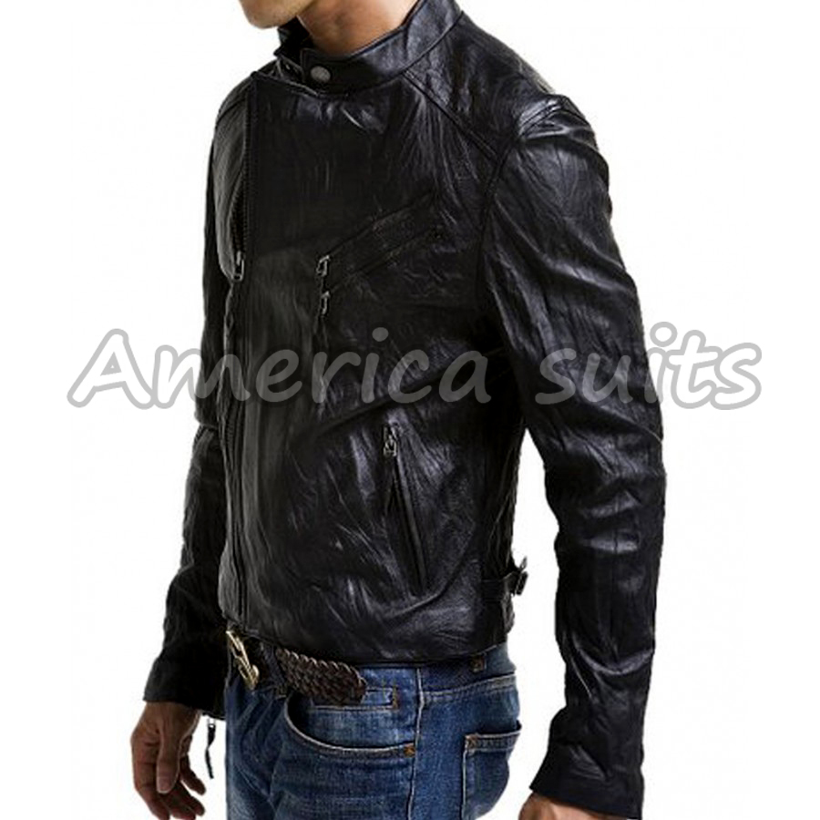 Slim-Fit Mens Leather Jacket Slim-Fit Mens Leather Jacket