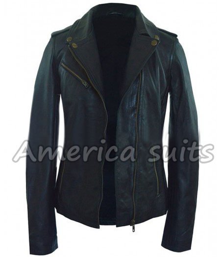 Asymmetrical womens motorcycle jacket black Leather moto jacket Asymmetrical womens motorcycle jacket black Leather moto jacket
