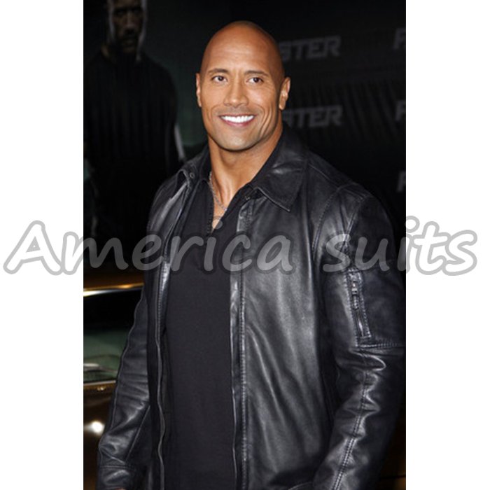 The Rock Dwayne Johnson Black Faster Leather Jacket dwayne-johnson-black-leather-jacket