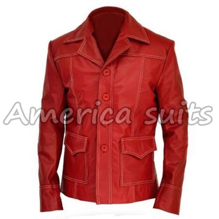 Brad Pitt Fight Club Red Leather Jacket fight-club-brad-pitt-red-leather-jacket