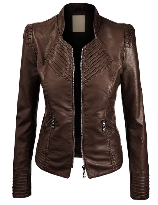 Brown Quilted Leather Jacket For Women fancy-brown-jacket-for-women