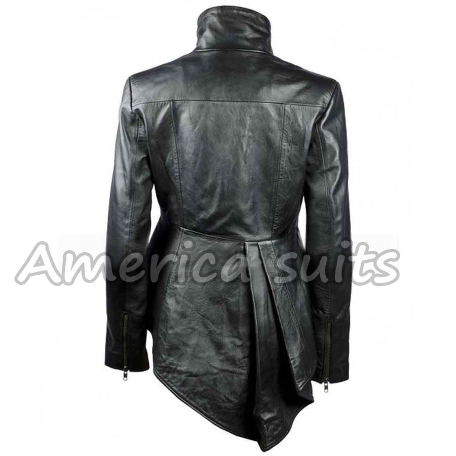 Leather Jacket Mandarin Collar