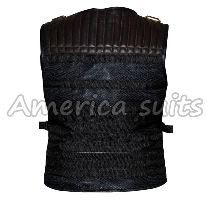 New Sylvester Stallone Expendables 3 Black Leather Vest New Sylvester Stallone Expendables 3 Black Leather Vest