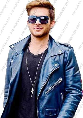 Adam Lambert Men Leather Jacket Adam Lambert Blue Leather Jacket