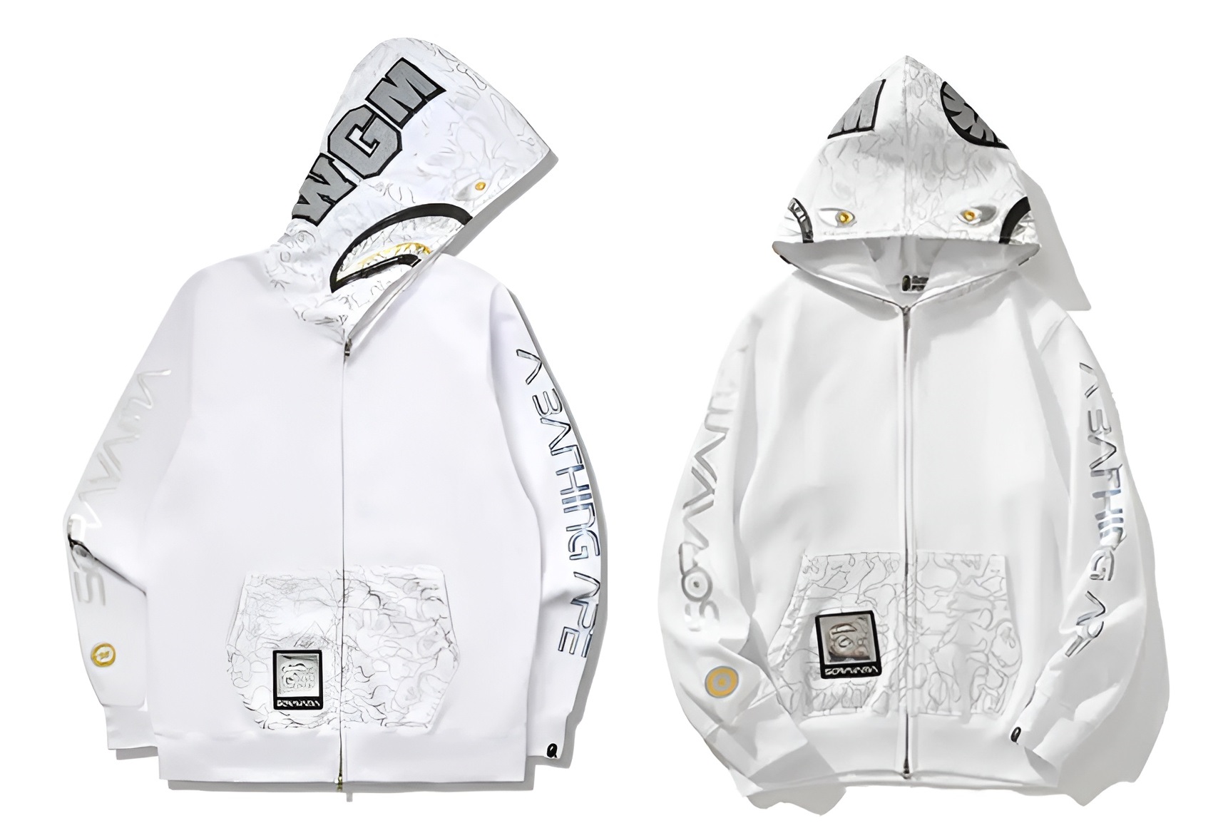 Reflective Bape Hoodie BAPE Reflective Camo Shark Full Zip Hoodie 