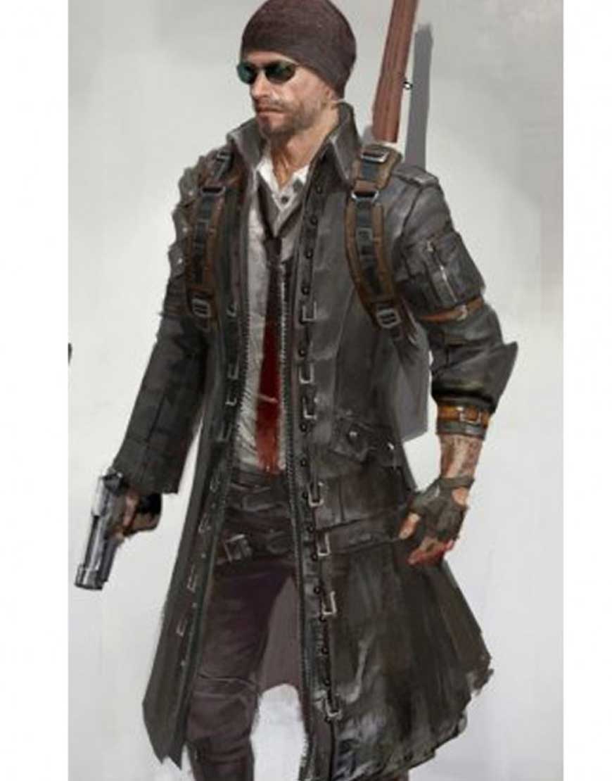 Battlegrounds Player unknown Black leather Trench coat battleground-players-unknow-coat-200