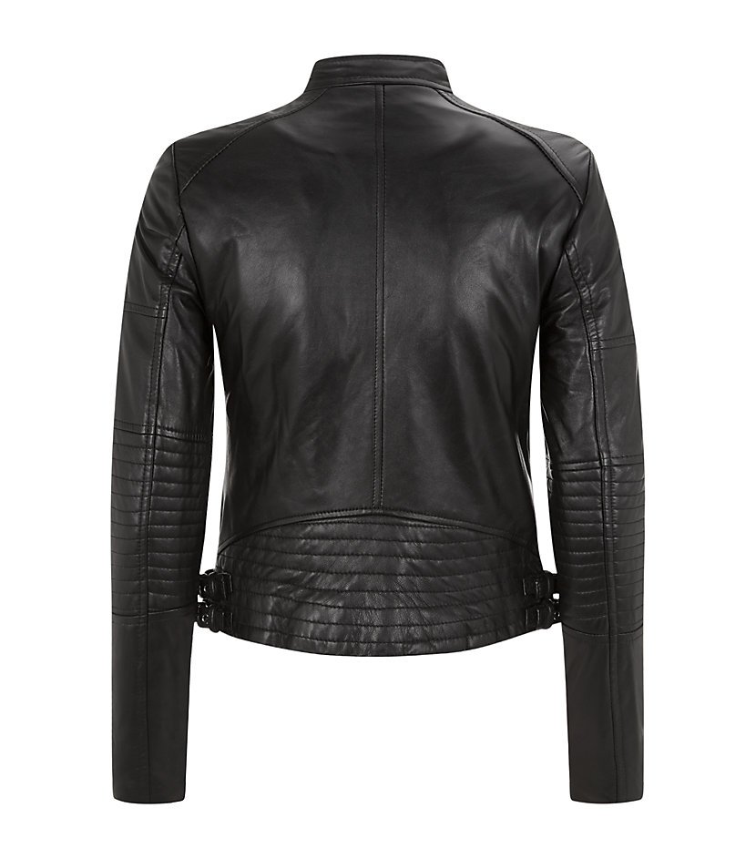 Cropped Black Leather Jacket For Women | americasuits.com