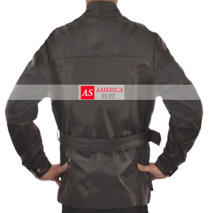 brad pitt black leather jacket