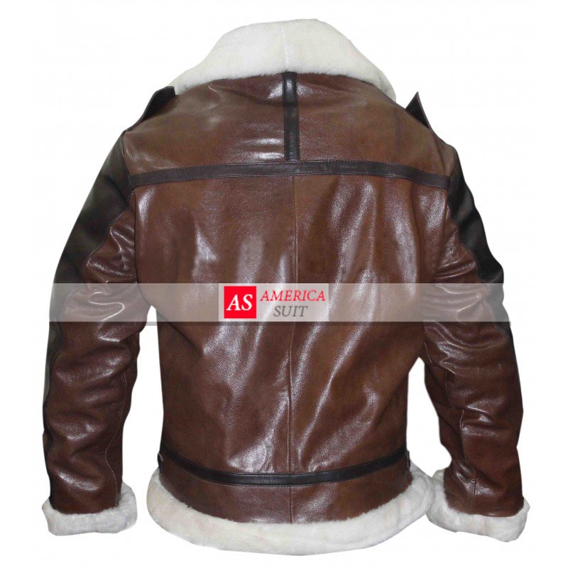 Brown And Black Bomber Jacket With Shearling