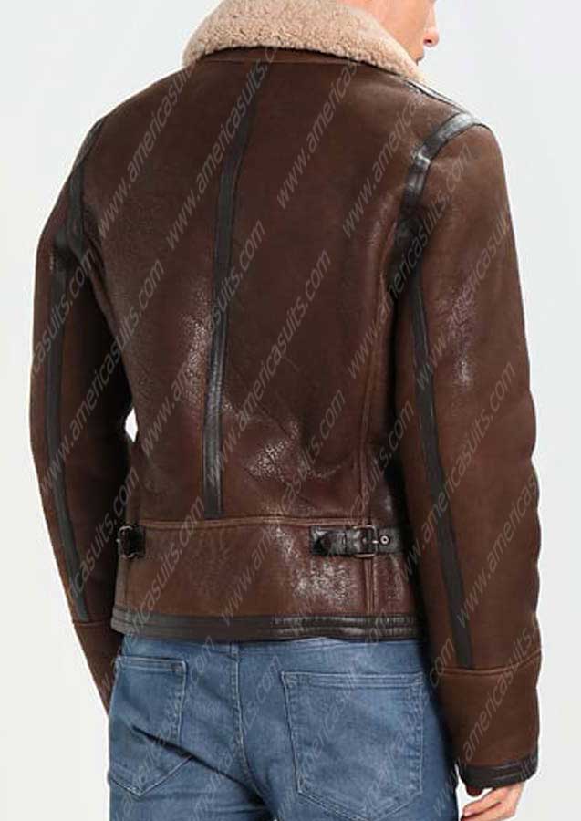 Dark Brown Aviator Leather Jacket For Men