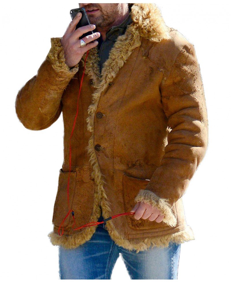 Gerard Butler Hot Fur Brown Leather Jacket gererd-butler