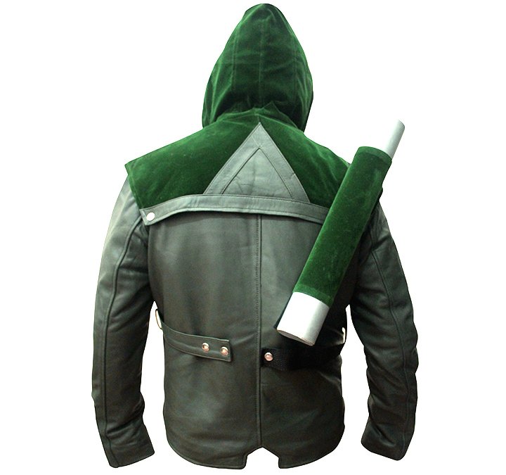 Stephan Amell Green Arrow Hooded Leather Jacket roy-harper-jacket-for-men