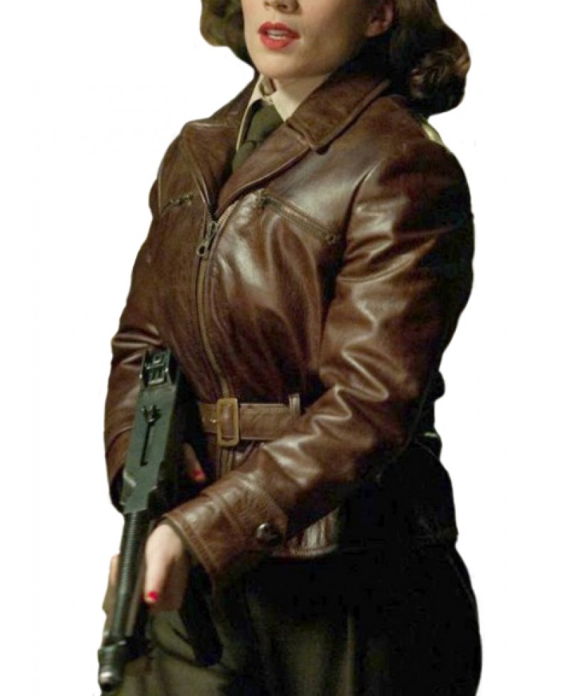 Hayley Atwell Captain America Brown Leather Jacket captain-america-hayley-atwell-brwon-leather-jacket