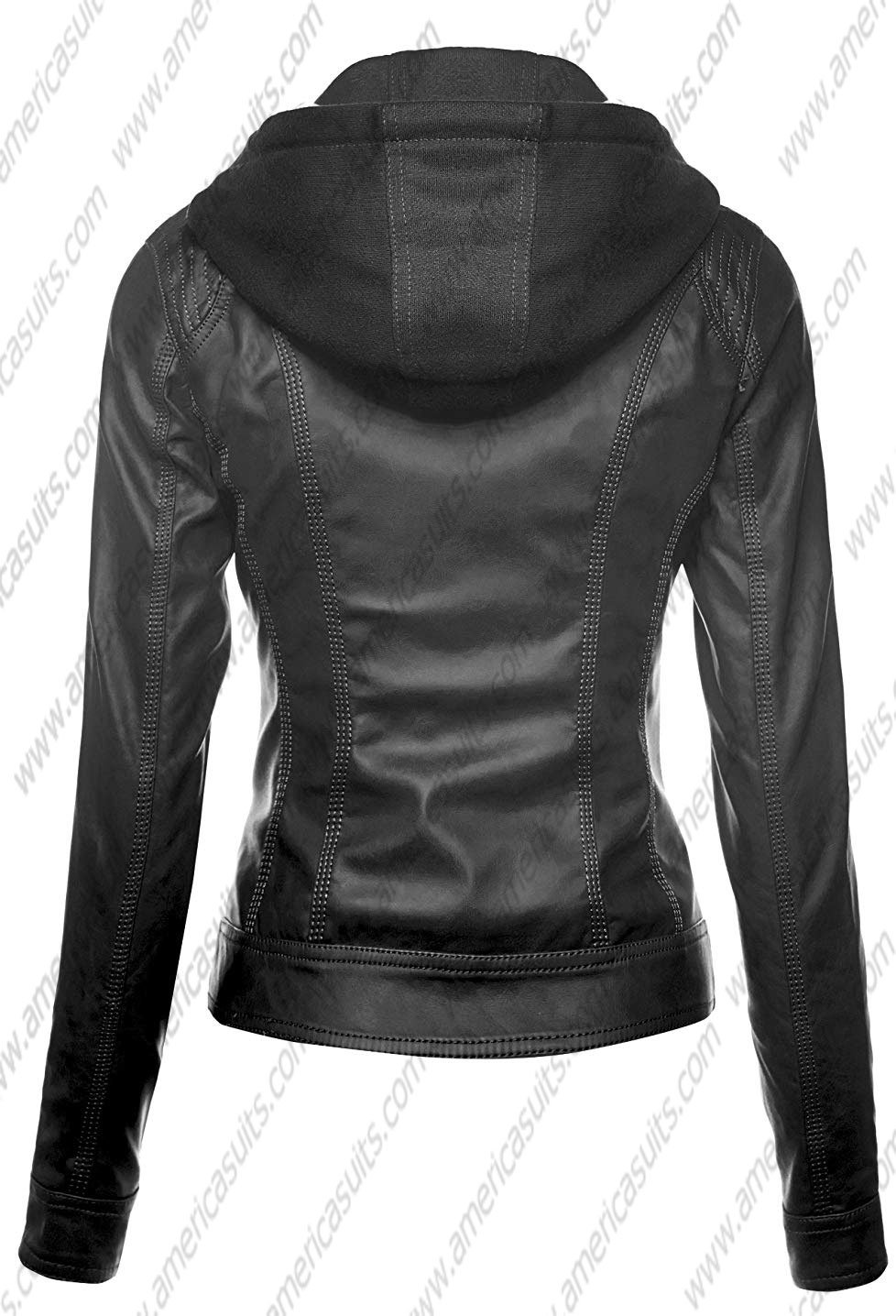 Faux Leather Jacket With Hood