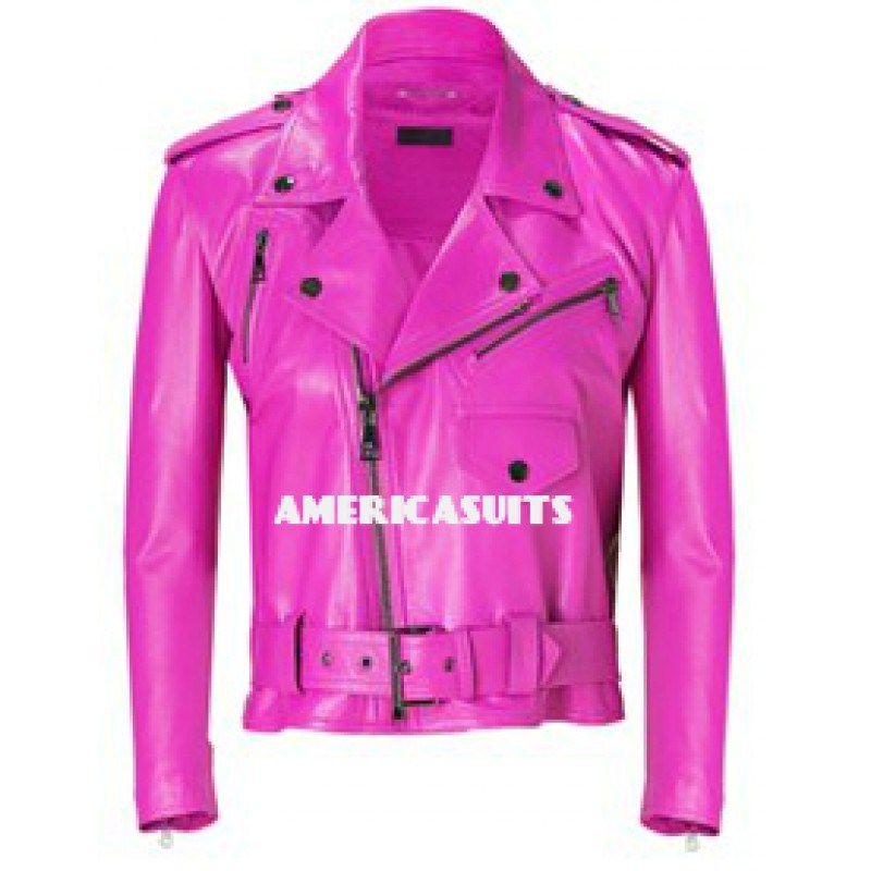 dark pink leather jacket