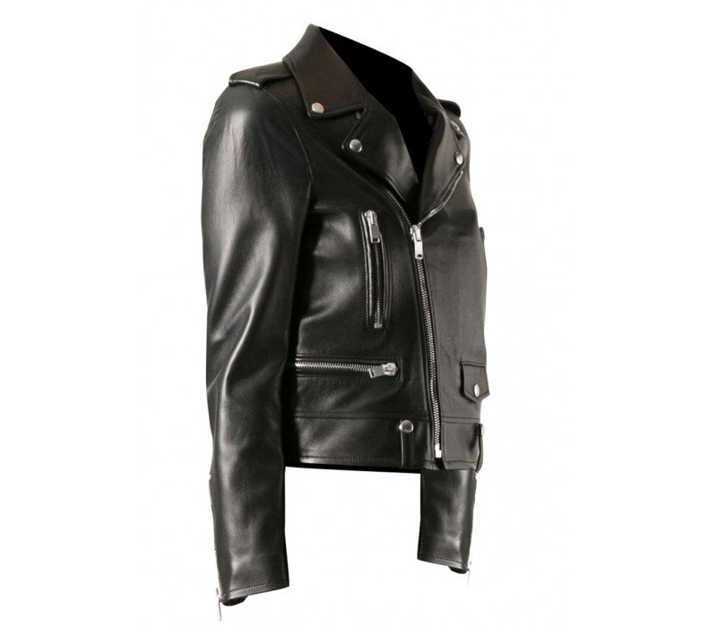 Kim Kardashian Slim Fit Black Biker Leather Jacket hot-kim-kardashian-slim-fit-black-biker-leather-jacket