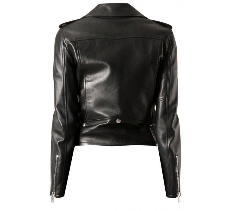 Kim Kardashian Slim Fit Black Biker Leather Jacket new-kim-kardashian-slim-fit-black-biker-leather-jacket