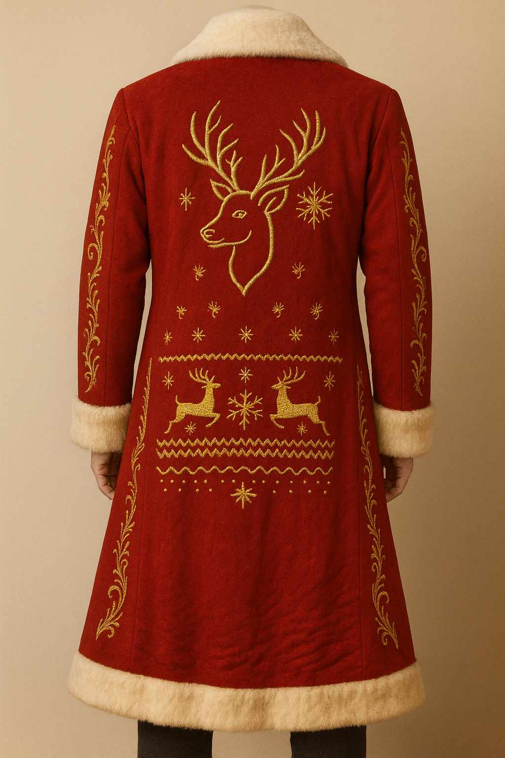 Reindeer Embroidered Santa Coat