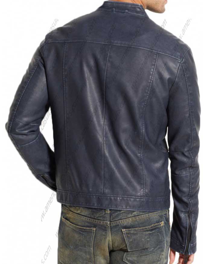 Blue Leather Biker Jacket For Men Blue Leather Biker Jacket For Men