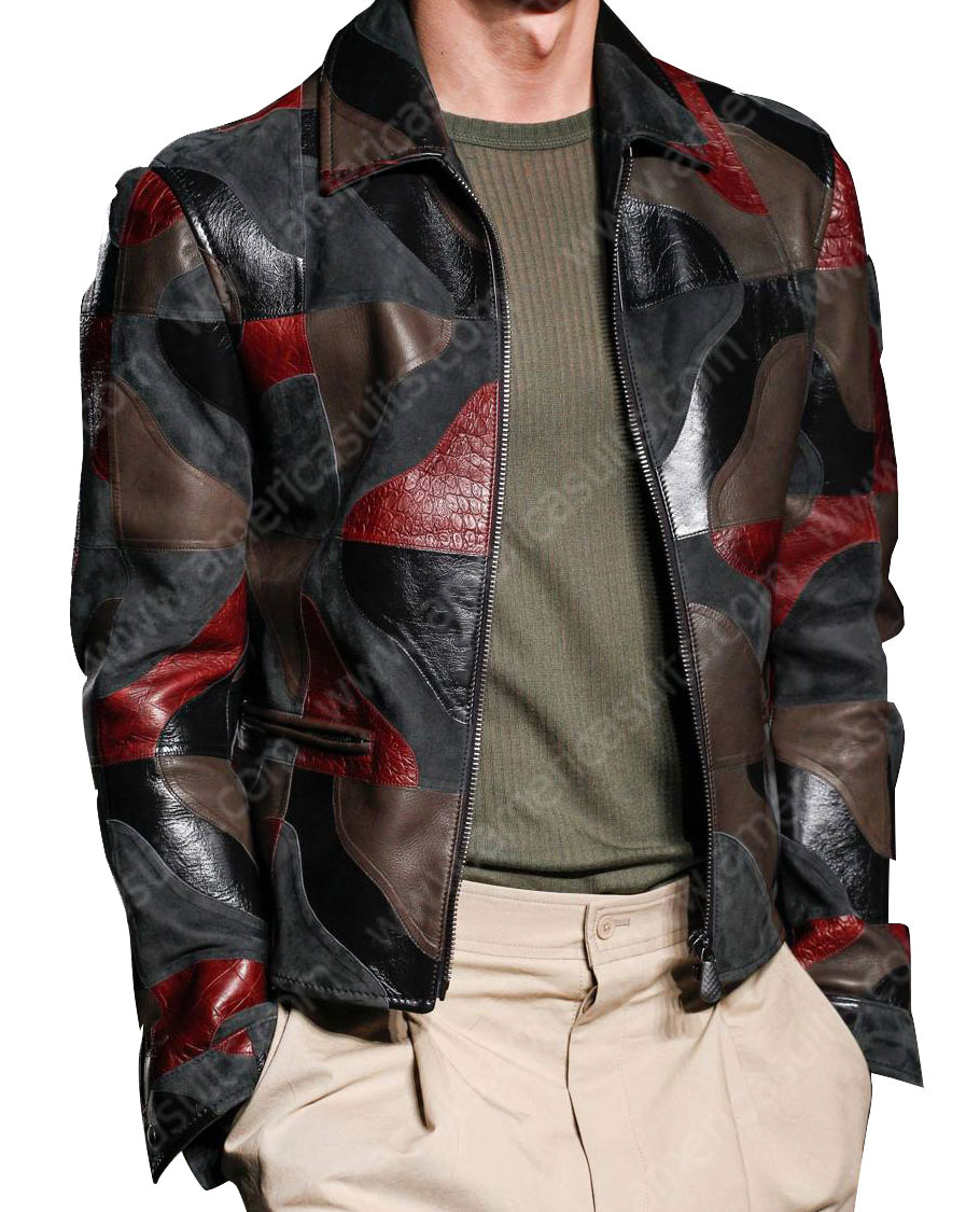 patched leather jacket