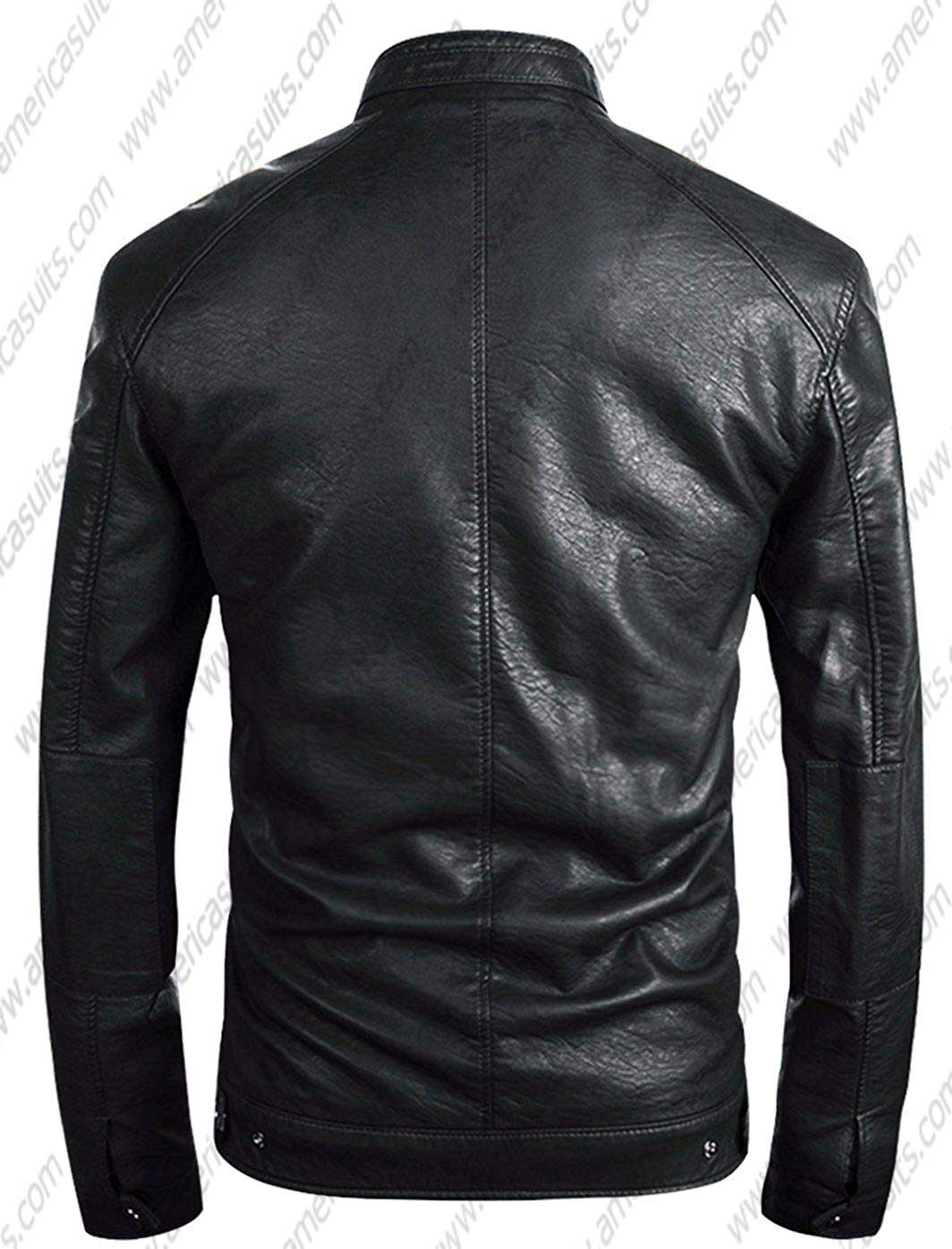 Men Stand Collar Classic Jacket Mens-Stand-Classic-Collar-Faux-Leather-Jacket--Moto-Zip-up