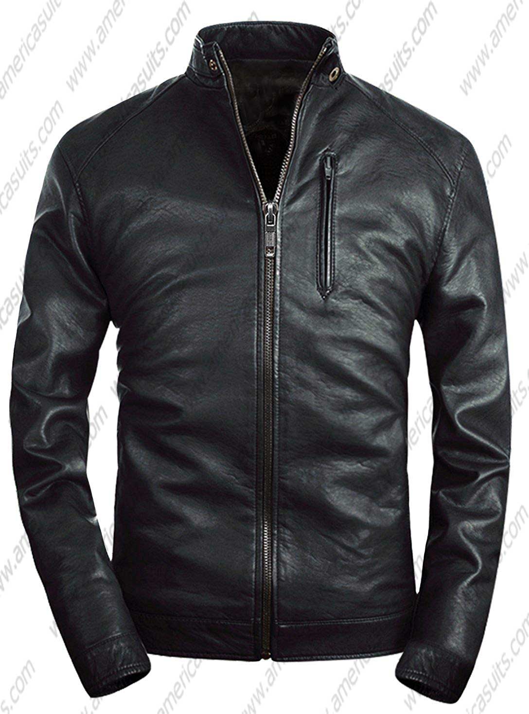 Men Stand Collar Classic Jacket Mens-Stand-Collar-Faux-Leather-Classic-Jacket-Moto-Zip-up
