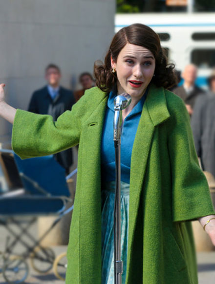 Miriam Maisel The Marvelous Mrs. Maisel Green Coat Rachel-Brosnahan-Marvelous-Mrs-Maisel-Green-Coat