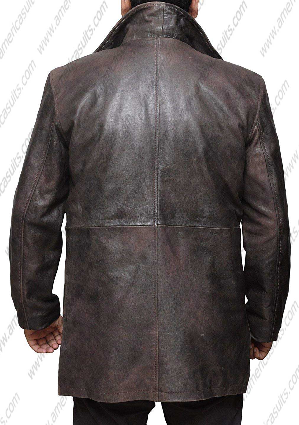 distressed leather coat
